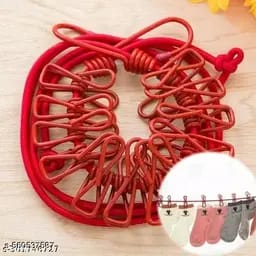 Elastic Flexible Cloth Hanging Rope With 12 Metals Clips(Random Colors Will be sent)