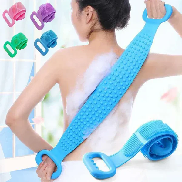 Bath Brush Exfoliating Shower Body Scrubber Silicone Massage Strap Cleaning Belt Bathroom Accessories