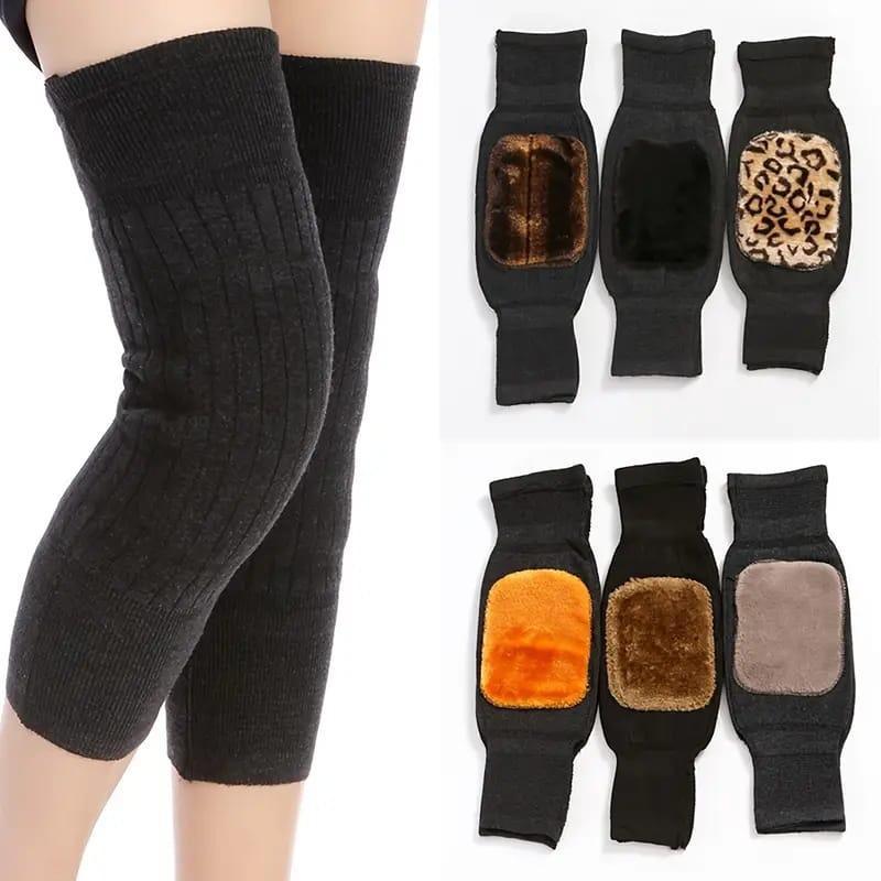 Men And Women Winter Warm Knee Warmer Pad Warm Wool Knee Pads with Strap - Pack of 2