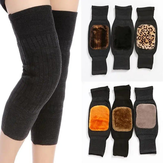Men And Women Winter Warm Knee Warmer Pad Warm Wool Knee Pads with Strap - Pack of 2