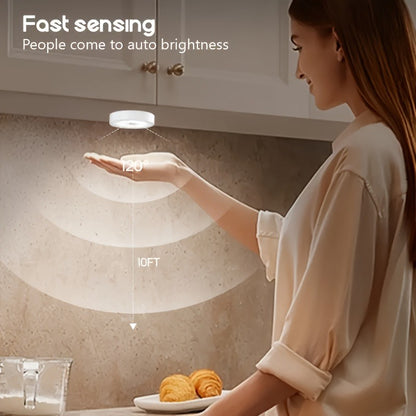 Motion Sensor LED Night Light - USB Rechargeable Wireless Lamp for Kitchen, Cabinet, Wardrobe, Staircase, and Closet