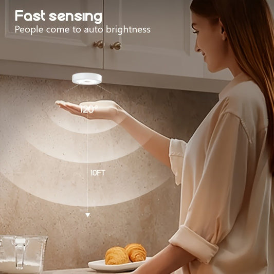 Motion Sensor LED Night Light - USB Rechargeable Wireless Lamp for Kitchen, Cabinet, Wardrobe, Staircase, and Closet