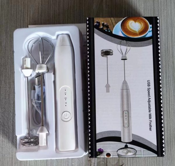 Rechargeable Coffe Beater Milk Shaker Maker Frother Foamer USB Charging Egg Beater Coffee Beater Handheld 3-Speed Adjustable Blender