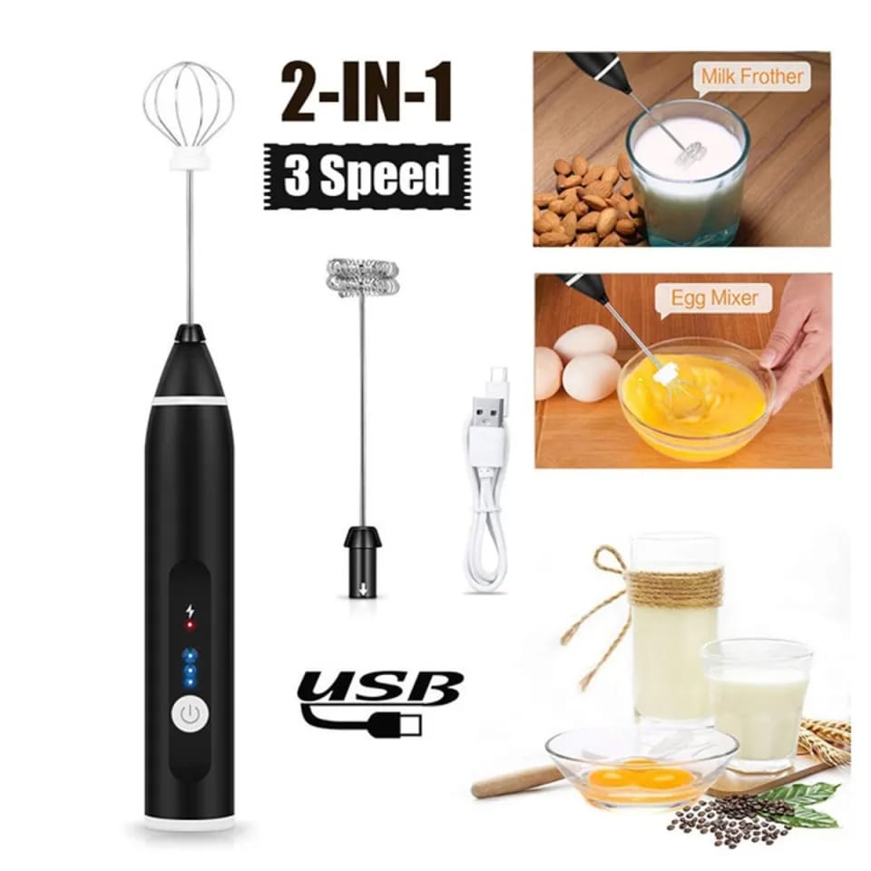 Rechargeable Coffe Beater Milk Shaker Maker Frother Foamer USB Charging Egg Beater Coffee Beater Handheld 3-Speed Adjustable Blender