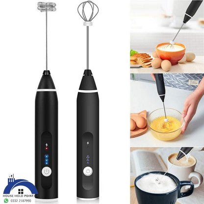 Rechargeable Coffe Beater Milk Shaker Maker Frother Foamer USB Charging Egg Beater Coffee Beater Handheld 3-Speed Adjustable Blender