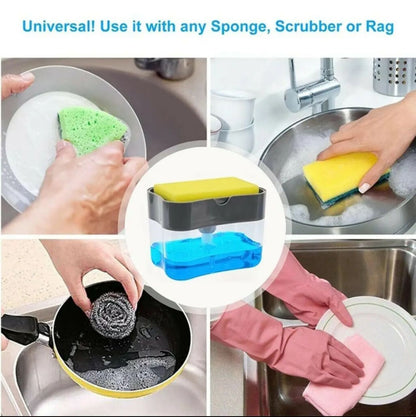 2-in-1 Pump Soap Dispenser and Sponge Caddy For Dish washing ( With Box)
