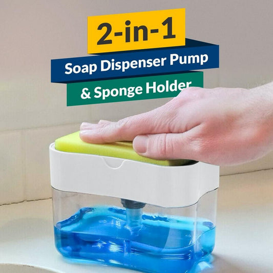 2-in-1 Pump Soap Dispenser and Sponge Caddy For Dish washing ( With Box)