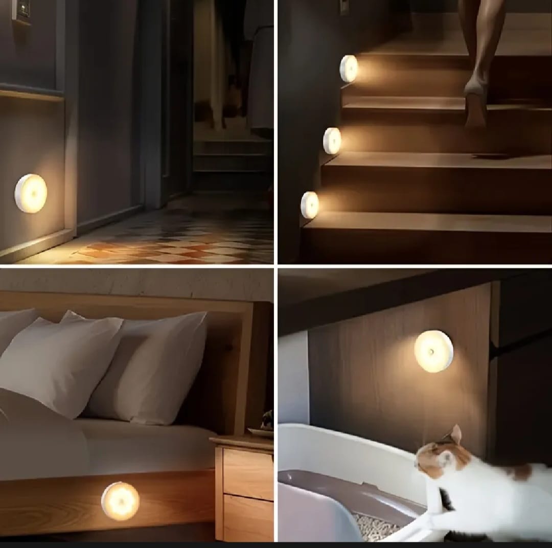 Motion Sensor LED Night Light - USB Rechargeable Wireless Lamp for Kitchen, Cabinet, Wardrobe, Staircase, and Closet