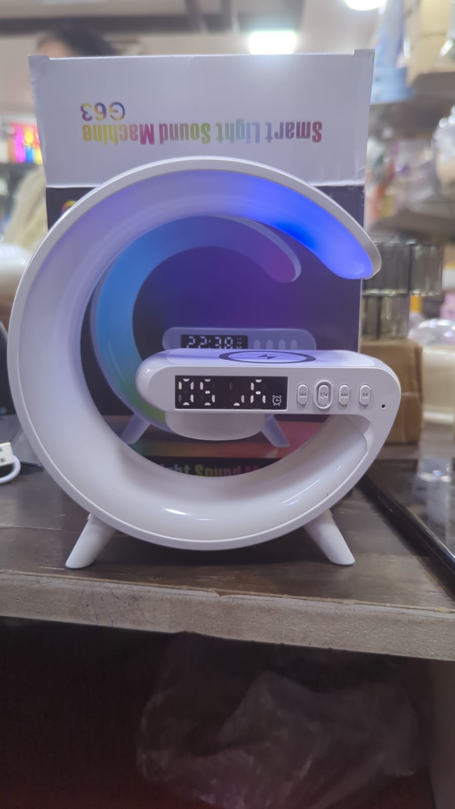 LED Wireless Charging Bluetooth Speaker Smart Table Night Light BT Music Player Phone Wireless Charging RGB Desk Lamp with Digital Clock and Warm Led Lamp