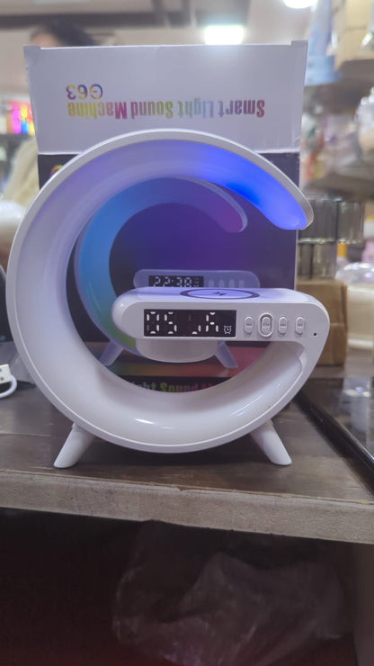 LED Wireless Charging Bluetooth Speaker Smart Table Night Light BT Music Player Phone Wireless Charging RGB Desk Lamp with Digital Clock and Warm Led Lamp