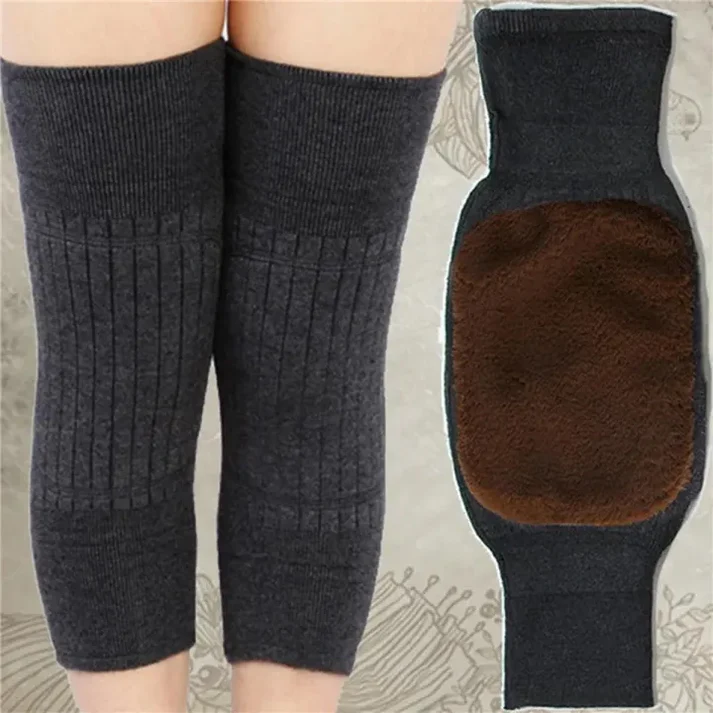 Men And Women Winter Warm Knee Warmer Pad Warm Wool Knee Pads with Strap - Pack of 2